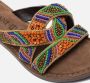 Lazamani slippers met kraaltjes oranje multi - Thumbnail 11