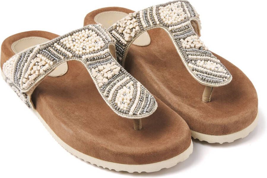 Lazamani Comfortabele Beige Slipper met Decoratieve Teen Multicolor Dames - Foto 7