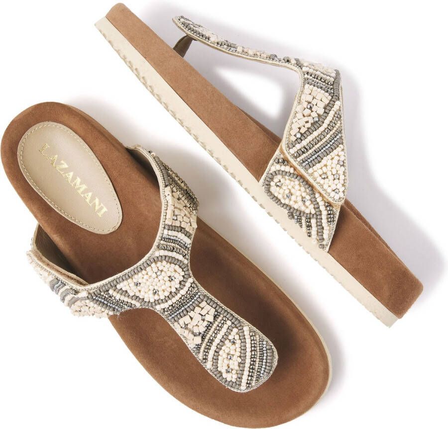 Lazamani Comfortabele Beige Slipper met Decoratieve Teen Multicolor Dames - Foto 8