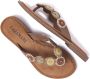Lazamani Leren versierde teenslipper Beige Leer Teenslippers Dames - Thumbnail 14