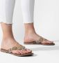 Lazamani Leren versierde teenslipper Beige Leer Teenslippers Dames - Thumbnail 10