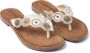 Lazamani dames leren teenslipper wit met kraaltjes - Thumbnail 9