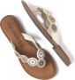 Lazamani dames leren teenslipper wit met kraaltjes - Thumbnail 11