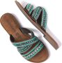 Lazamani Marlin Leren Dames Slippers Aqua - Thumbnail 4