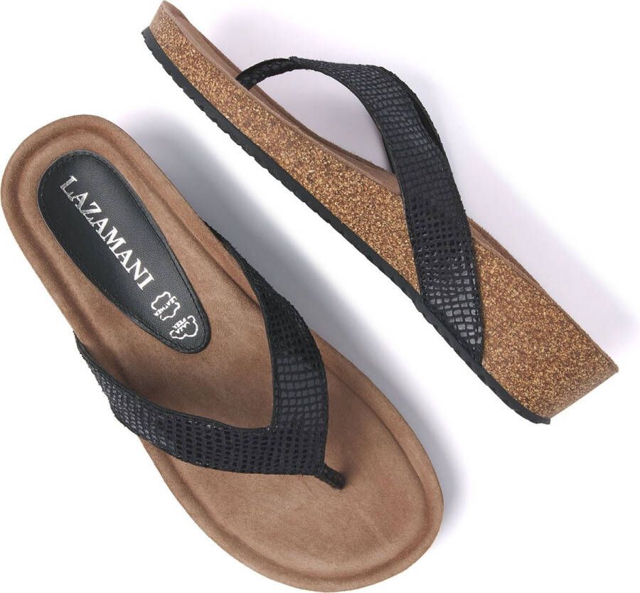 Lazamani Slipper Met Sleehak Leer Zwart Dames Schoenen