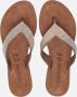 Lazamani leren teenslippers met strass beige - Thumbnail 6