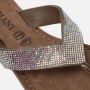 Lazamani leren teenslippers met strass beige - Thumbnail 8