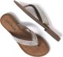 Lazamani leren teenslippers met strass beige - Thumbnail 9