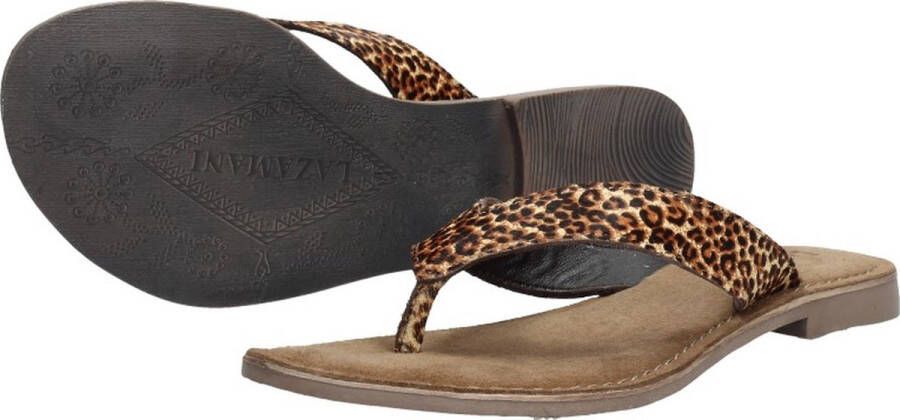 Lazamani Dames slippers Teenslippers cognac