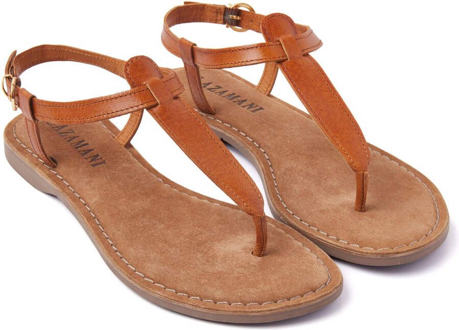 Lazamani Iris Leren Dames Sandalen Tan