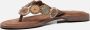 Lazamani Leren versierde teenslipper Beige Leer Teenslippers Dames - Thumbnail 15
