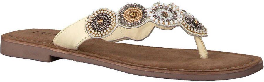Lazamani Luna Leren Dames Slippers Off-White