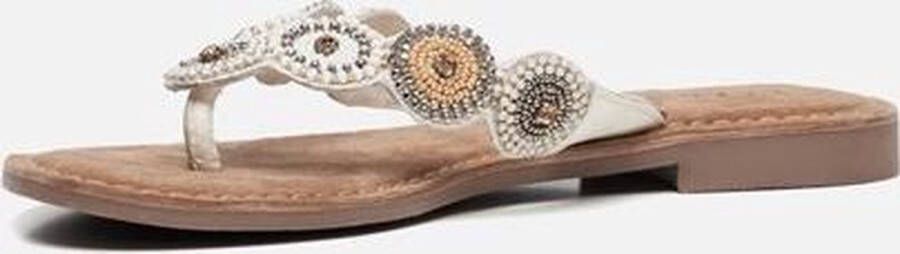 Lazamani Luna Leren Dames Slippers Off-White