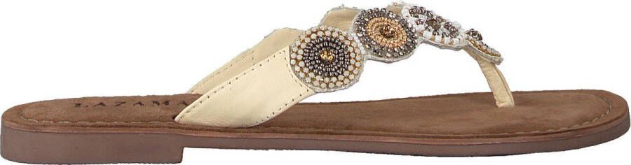 Lazamani Luna Leren Dames Slippers Off-White