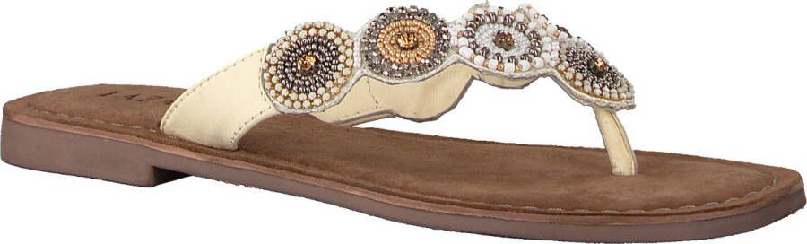 Lazamani Luna Leren Dames Slippers Off-White
