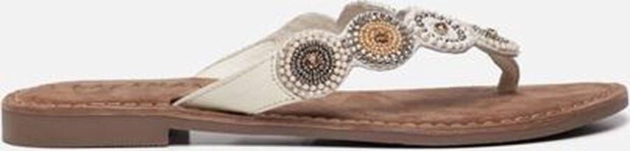Lazamani Luna Leren Dames Slippers Off-White