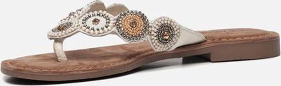 Lazamani Luna Leren Dames Slippers Off-White