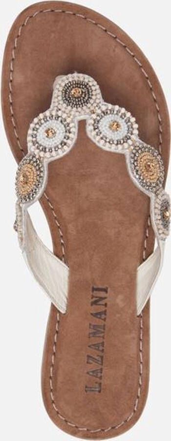 Lazamani Luna Leren Dames Slippers Off-White