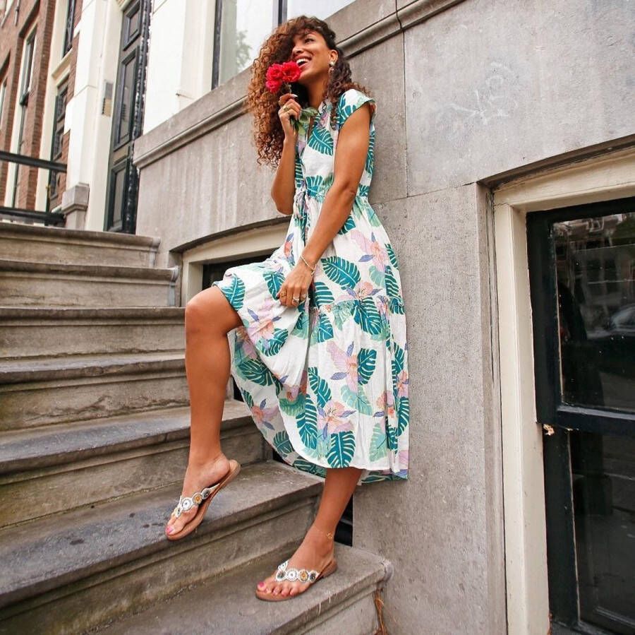 Lazamani Luna Leren Dames Slippers Off-White