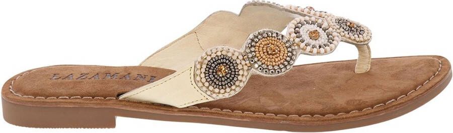 Lazamani Luna Leren Dames Slippers Off-White