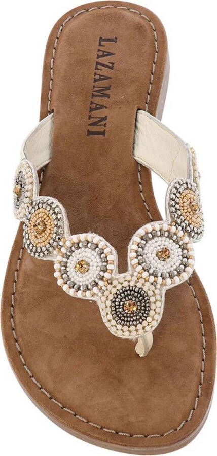 Lazamani Luna Leren Dames Slippers Off-White