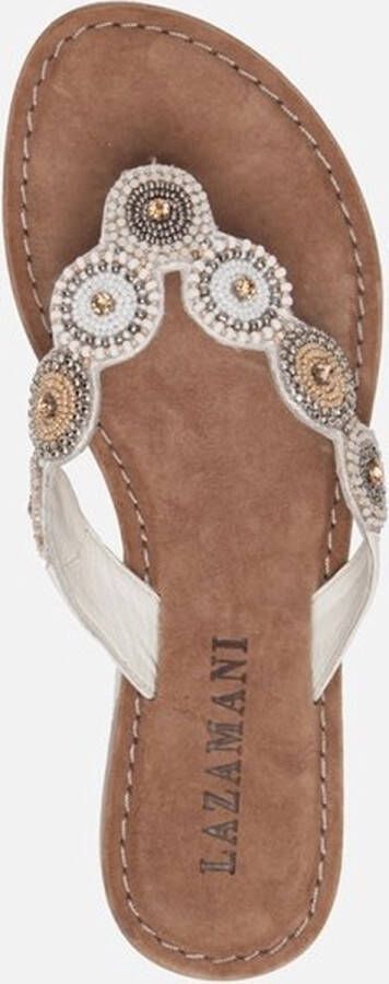 Lazamani Luna Leren Dames Slippers Off-White