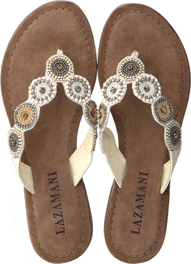 Lazamani Luna Leren Dames Slippers Off-White