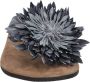 Lazamani Dames Slippers 33.506 Black Flower Zwart Leer LA33506black - Thumbnail 6