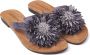 Lazamani Dames Slippers 33.506 Black Flower Zwart Leer LA33506black - Thumbnail 7