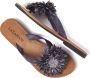 Lazamani Dames Slippers 33.506 Black Flower Zwart Leer LA33506black - Thumbnail 8