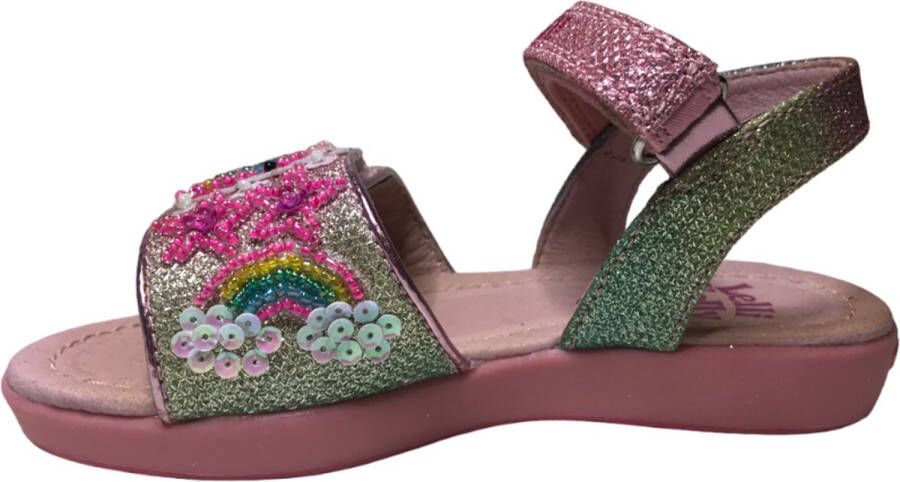 Lelli Kelly LK7402 Unicorn Velcro eenhoorn kraaltjes sandalen multi glitter