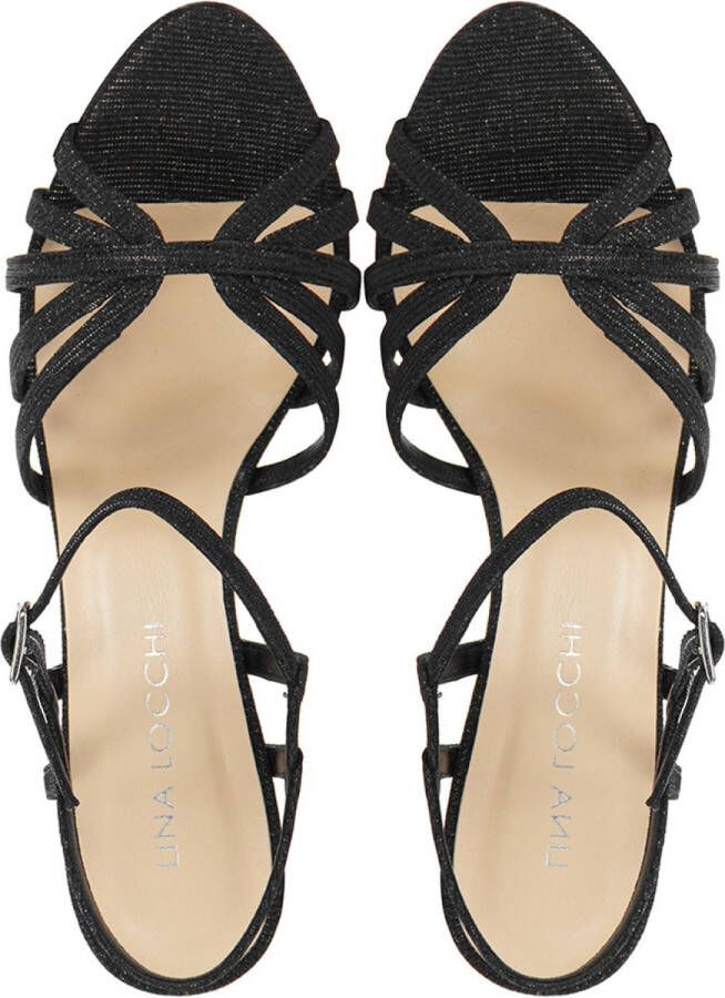 Lina Locchi Sandalen Dames Damesschoenen Leer Naaldhak hoogte L1122 Zwart