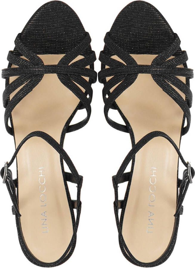 Lina Locchi Sandalen Dames Damesschoenen Leer Naaldhak hoogte L1122 Zwart