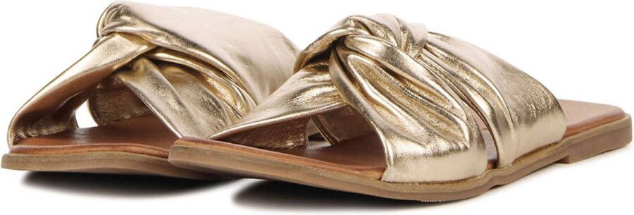 Lina Locchi Slippers Dames Sandalen Instappers Damesschoenen Leer Blokhak 126230477 Goud