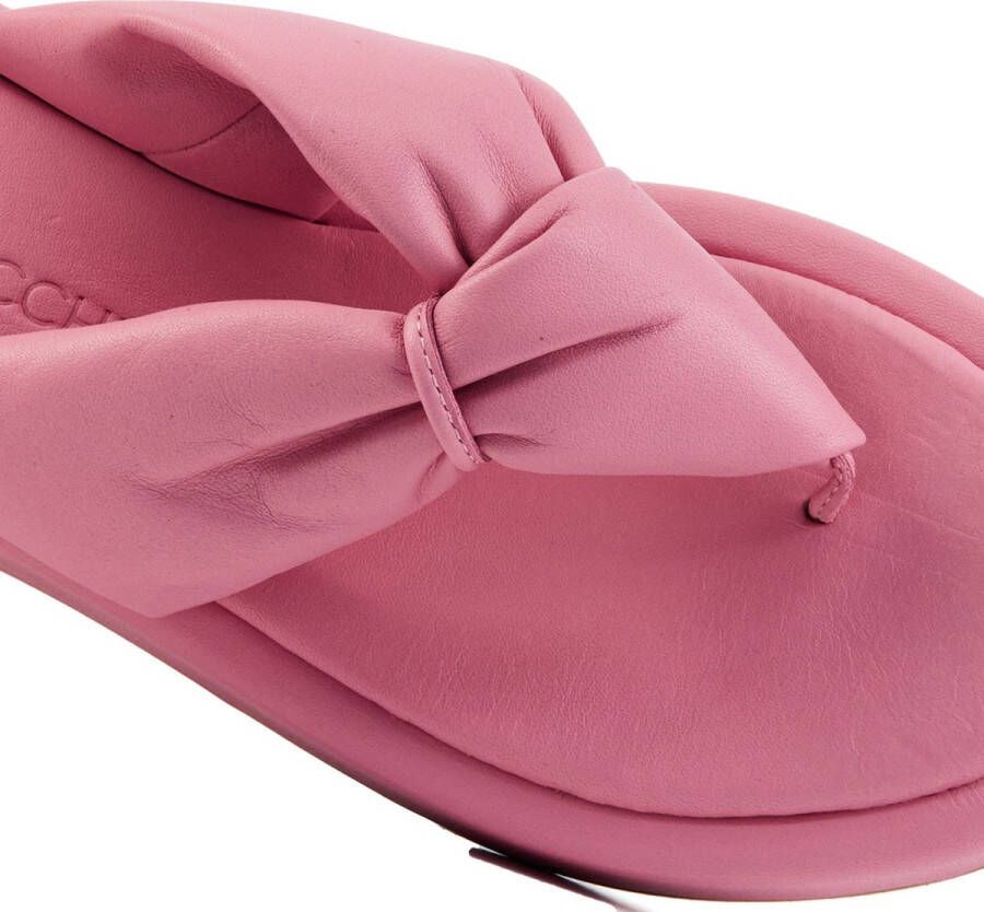 Lina Locchi Slippers Dames Sandalen Instappers Damesschoenen Leer Blokhak L1136 Roze