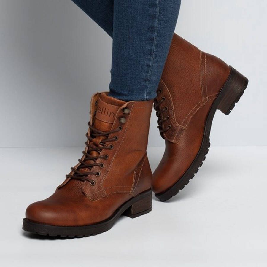 Linea zeta Veterboots beige Leer