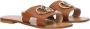 Liu Jo Bruin Leren Platte Schoenen met Logo Sliders Brown Dames - Thumbnail 3