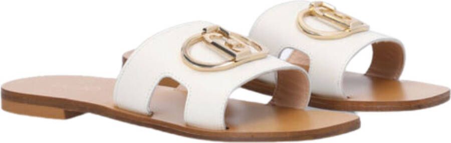 Liu Jo Platte Dames Sandalen Met Logo Wit