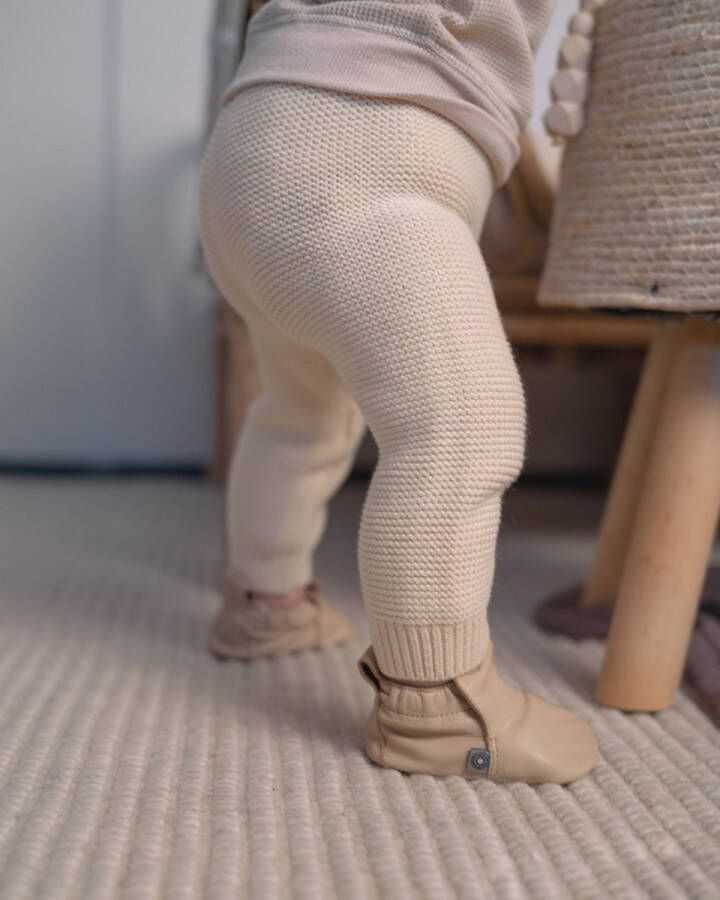 Lodger Baby Slofjes Creme Stepper Leer Suede Buitenzool Eerste Slofjes Perfecte Pasvorm Stevig 15-18M