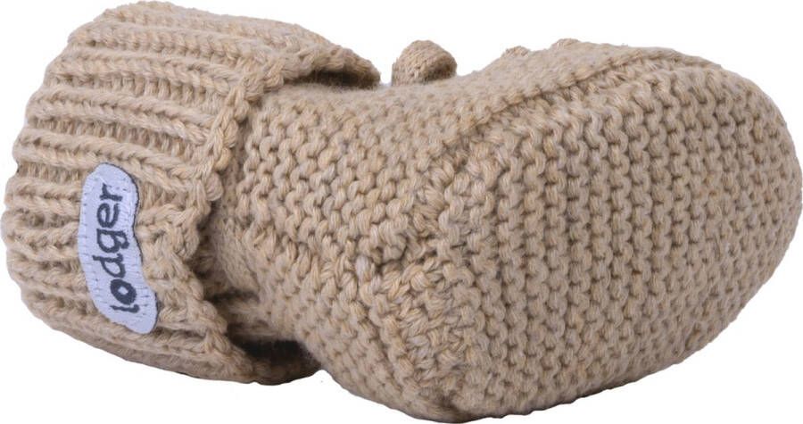 Lodger Baby Slofjes Gebreid 0-6M Beige 100% Katoen Slipper Knit - Foto 2