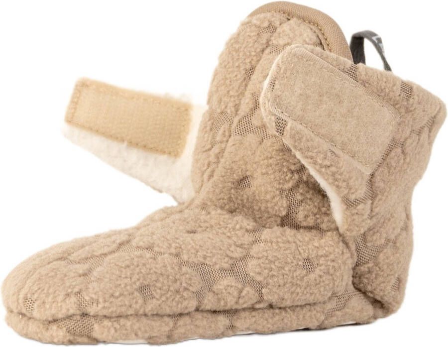 Lodger Baby Slofjes M Beige Slipper Folklore Fleece Klittenbandsluiting Slofjes die blijven zitten