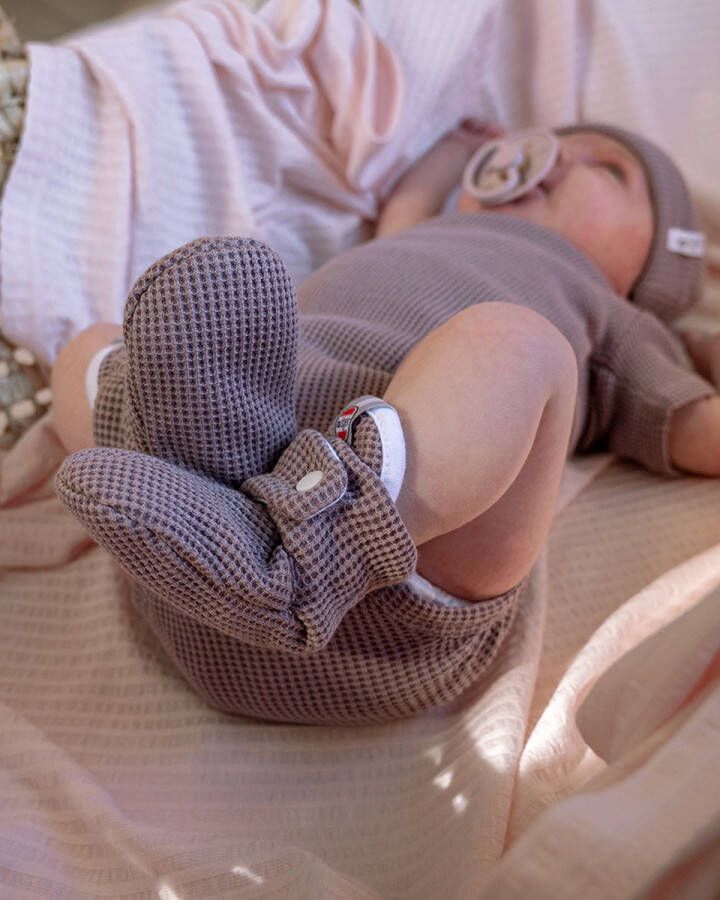 Lodger Babyslofjes Newborn Paars Zacht Katoen Drukknoopsluiting 0-3M Slipper Ciumbelle - Foto 3