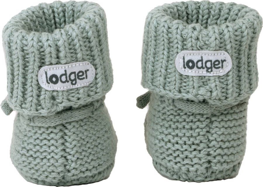 Lodger Gebreide Katoenen babyslofjes 0-6M Groen 100% Katoen Slipper Knit