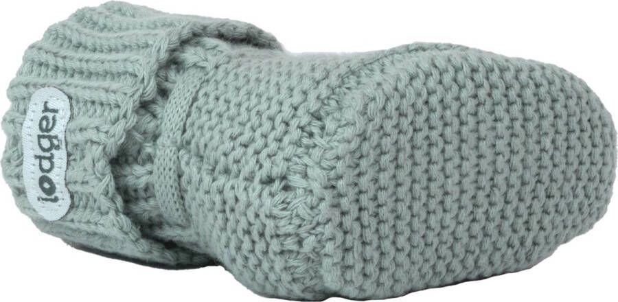 Lodger Gebreide Katoenen babyslofjes 0-6M Groen 100% Katoen Slipper Knit