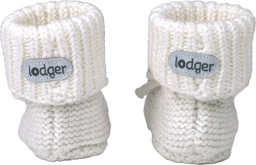 Lodger Gebreide Katoenen babyslofjes 0-6M WIt 100% Katoen Slipper Knit