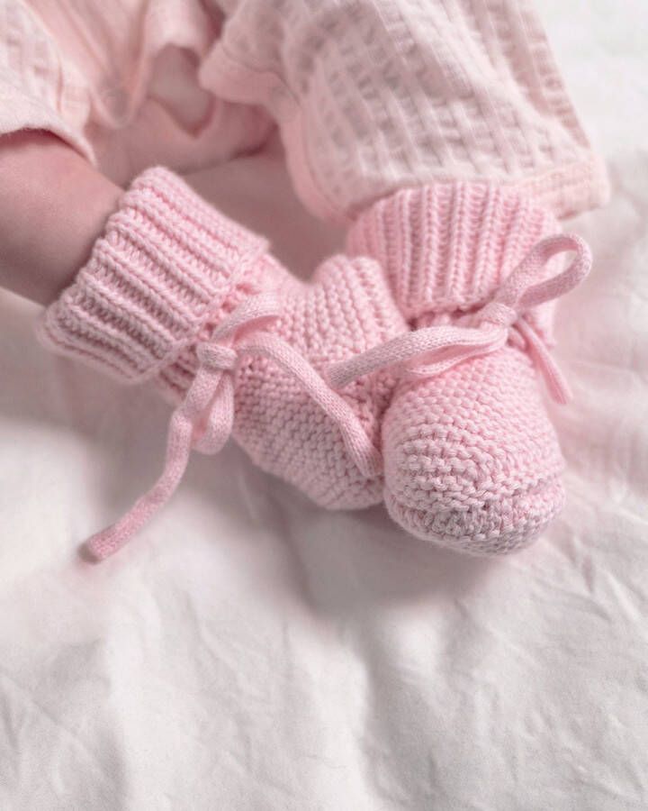 Lodger Katoenen Babyslofjes 0-6M Roze 100% Katoen Slipper Knit