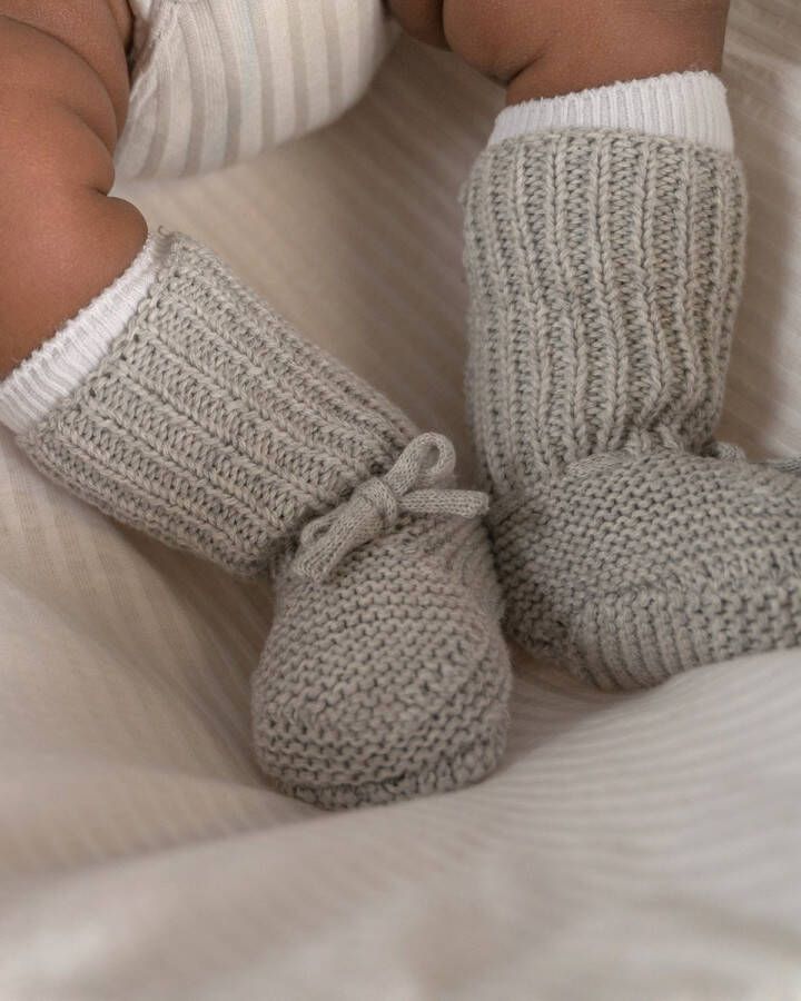 Lodger Newborn Slofjes 0-6M Grijs 100% Katoen Slipper Knit - Foto 4