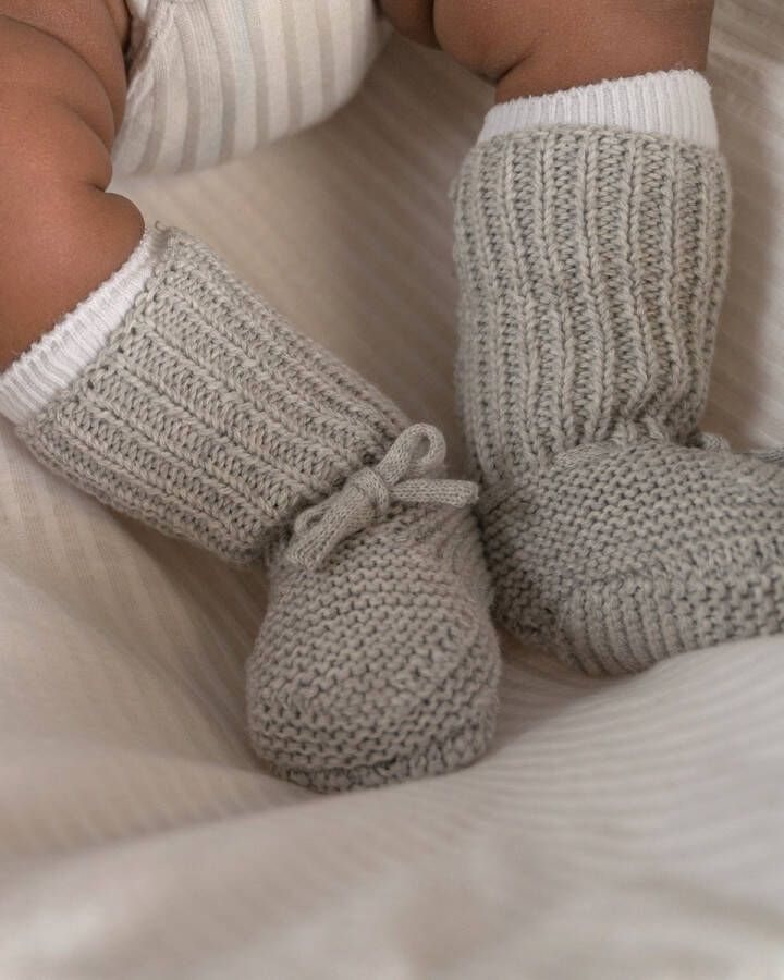 Lodger Newborn Slofjes 0-6M Grijs 100% Katoen Slipper Knit - Foto 4