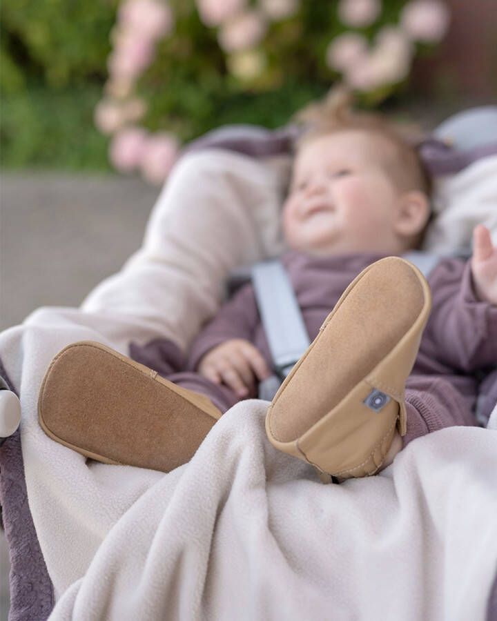 Lodger Slofjes Beige Stepper Leer Suede Buitenzool Eerste Loopschoentjes Perfecte Pasvorm Stevig 3-6M