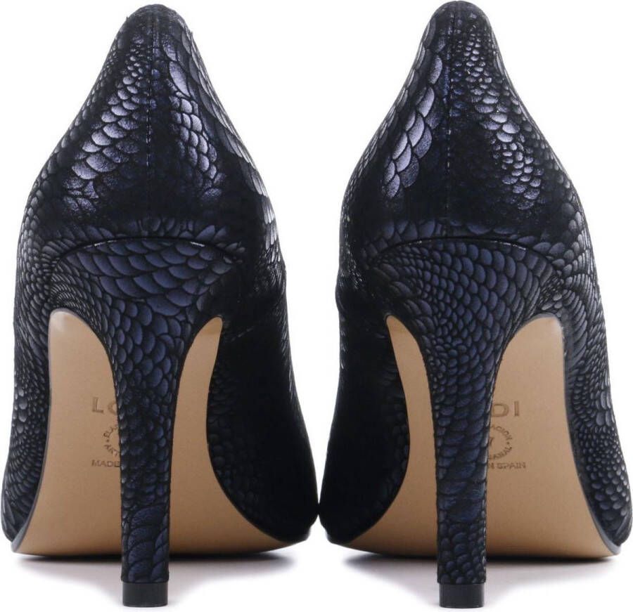 Lodi Pumps Stiletto Dames Damesschoenen Leer Slangenprint Naaldhak hoogte Rami-39 Zwart